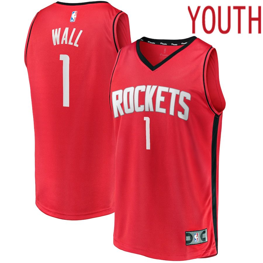 Youth Houston Rockets #1 John Wall Fanatics Branded Red Fast Break Replica NBA Jersey-0